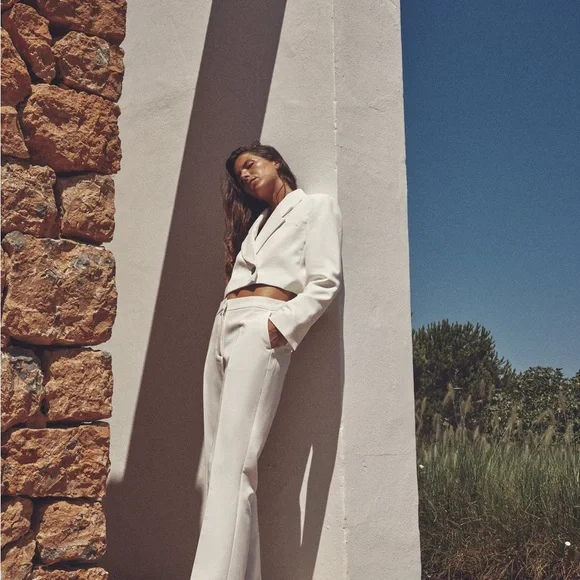 Zara blazer cropped double breasted oyster white - Picture 6 of 10